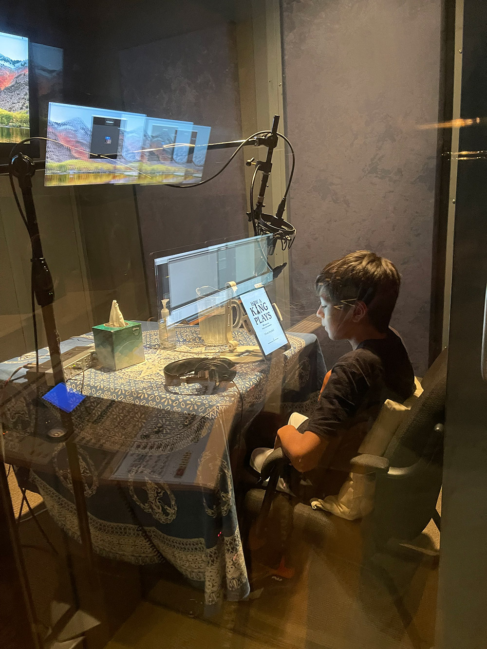 Oliver records the audiobook for 'How A King Plays' in a recording studio in New York City. September, 2021
